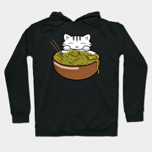 Cute cat eating ramen Hoodie